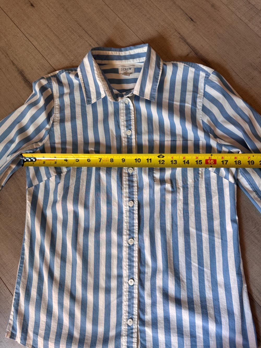 J.Crew Blue White Striped Button Front Shirt Cotton Stretch Women’s Small - Picture 8 of 11